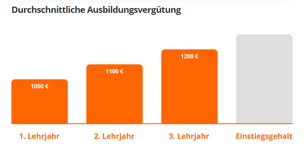 Durchschnittliche Ausbildungsvergütung eines Fachinformatikers.